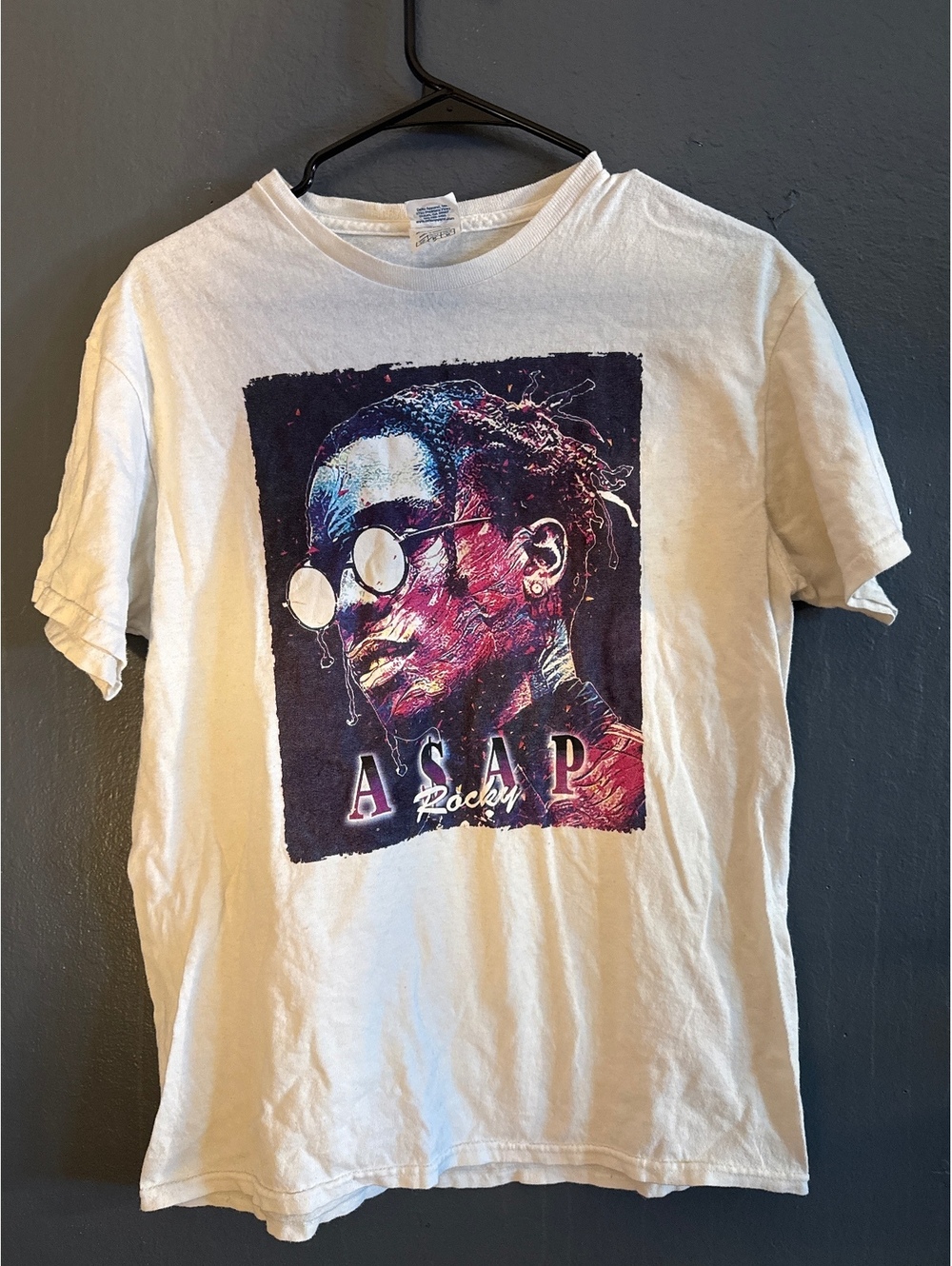 Delta Apparel White A$AP Rocky Graphic T-Shirt Medium